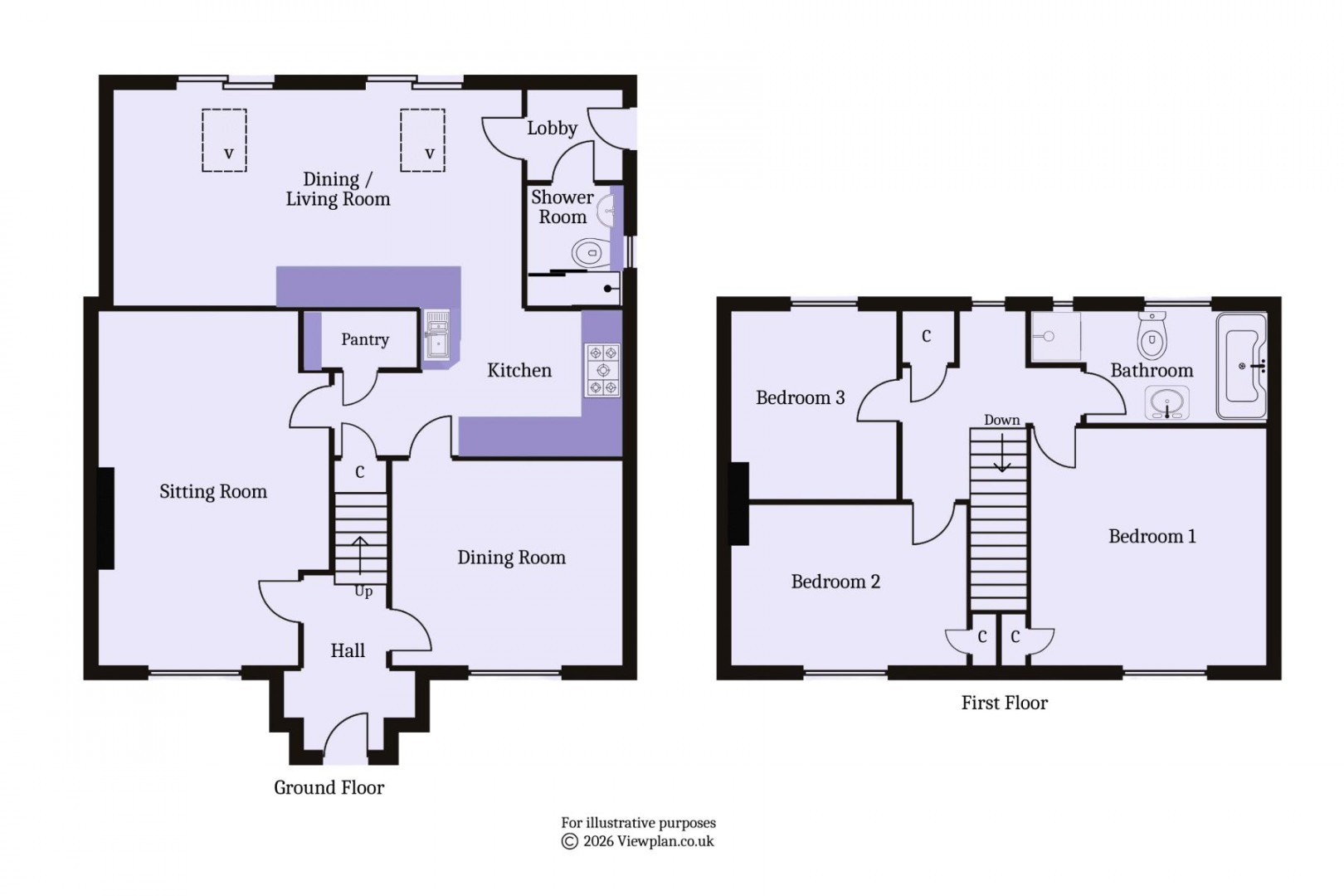 Floorplan for Chaucer Close, Penarth