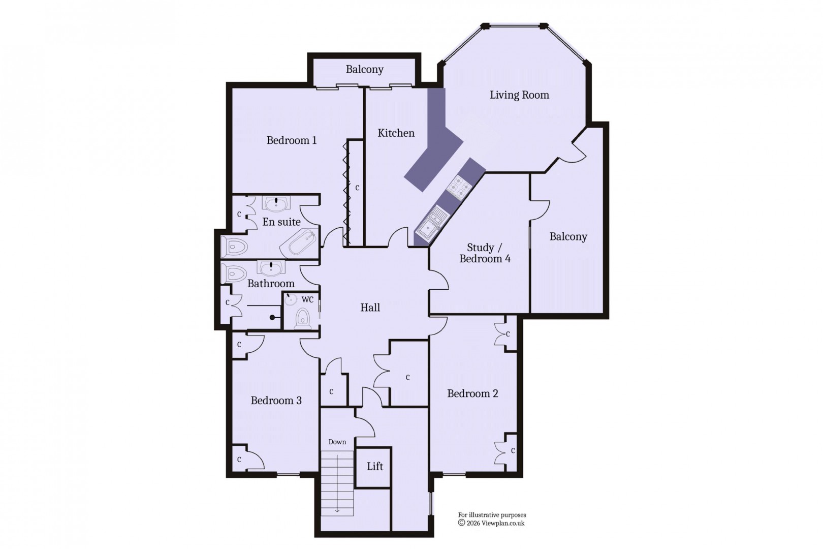 Floorplan for Glynne Tower, Bridgeman Road, Penarth